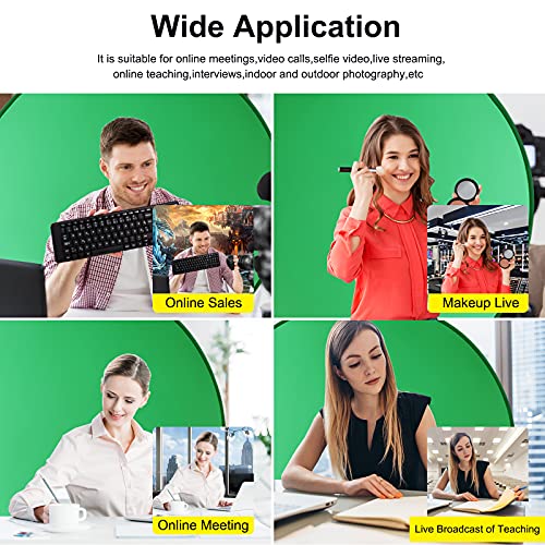 Portable Green Screen Backdrop (56''), Collapsible Webcam Background for Chair, Chroma Key for Home Office Video Conferencing