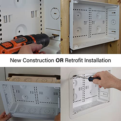 Legrand - OnQ Cable Management, In-Wall Media Box, Dual Purpose Structured Wiring Enclosure, TV Home Theater Recessed Storage Box, 9 Inch, white ENP0900-NA - size: 9 inch