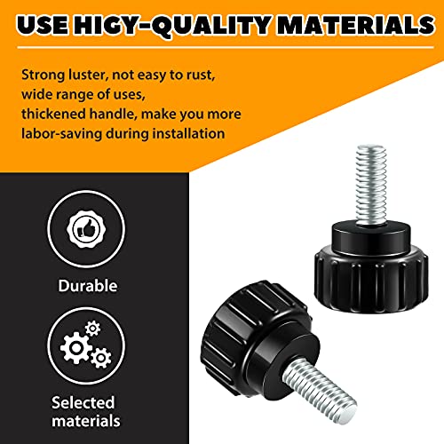 Hotop Threaded Knurled Thumbscrew Monitor Mount Screws on Knobs Monitor Screws Carbon Steel Clamping Knobs Grip Thumb Screw Mounting Thumb Screw, Black(20 Pieces,M4 x 10 mm) - size: M4 x 10 mm