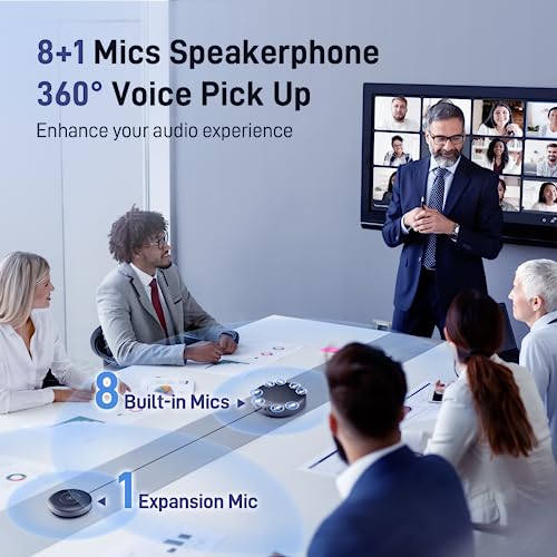 EMEET Conference Speaker and Microphone w/8+1 Mics, 360° Voice Pickup, Noise Reduce, Bluetooth/USB/Dongle Speakerphone for 14 People w/Daisy Chain for 25, Compatible w/Leading Platforms, 2025 Version - size: Luna Plus Kit for 14