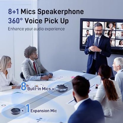 EMEET Conference Speaker and Microphone w/8+1 Mics, 360° Voice Pickup, Noise Reduce, Bluetooth/USB/Dongle Speakerphone for 14 People w/Daisy Chain for 25, Compatible w/Leading Platforms, 2025 Version - size: Luna Plus Kit for 14