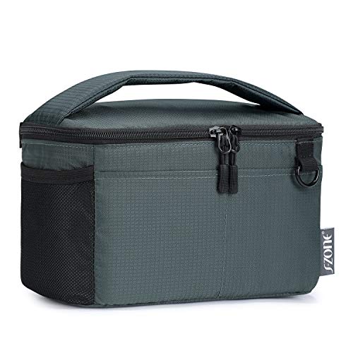 S-ZONE Water Resistant Camera Insert Bag with Sleeve Camera Case | Thicker Padding,Detachable Dividers,Fits in Backpack or Messenger Bag