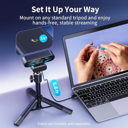 EMEET C60E Dual-Camera 4K Webcam for Streaming, Wide-Angle and Telephoto Cameras, Max 11X Hybrid Zoom & PDAF Autofocus, Remote Control, RGB Lighting, 2 Mics, Ideal for Livestreaming and Online Meeting - style: Dual-Camera w/ Remote