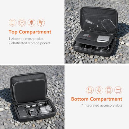 AMAZEAR Carrying Case for DJI Osmo Action 6 Accessories, Compact Hard Shell Carry Bag with Shoulder Strap, Portable Camera Case for Travel, Organization, Storage, Protection, Black