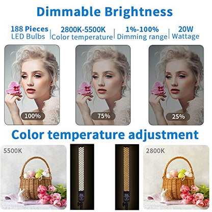 LED Video Light Battery Powered Photography Light Portable Handheld Wand,Dimmable 2800-5500K Photo Studio Light Kit with NP-550 Li-ion Battery and Stand for Portrait, YouTube,Outdoor Video - size: Lighting kit+NP-F550 battery