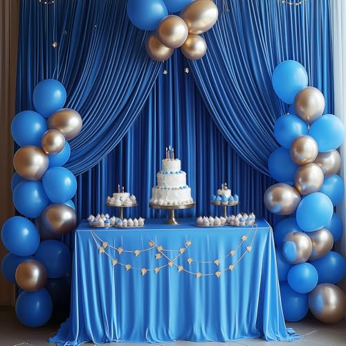 10x12 ft Royal Blue Backdrop Curtain Panels for Wedding Parties, Wrinkle Free Polyester Photo Backdrop Drapes 12 ft Long Back Drop Cloth for Birthday Photography Background Party Backdrop - color: Royal Blue, size: 5ft(W)x12ft(H)_2 Panels