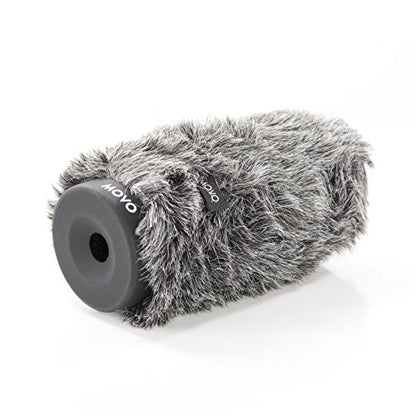 Movo WS-G140 Furry Rigid Windscreen for Microphones 18-23mm in Diameter and up to 6.3" (16cm) Long - Dark Gray - size: 6.3"