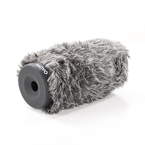 Movo WS-G140 Furry Rigid Windscreen for Microphones 18-23mm in Diameter and up to 6.3" (16cm) Long - Dark Gray - size: 6.3"
