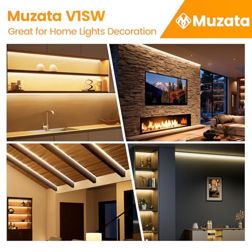 Muzata 10Pack 6.6FT/2M V Shape LED Channel Silver Aluminum LED Strip Diffuser Channel with Milky White Cover Frosted Corner Lighting Easy Installation V1SW WW 2M - size: 2M 10P