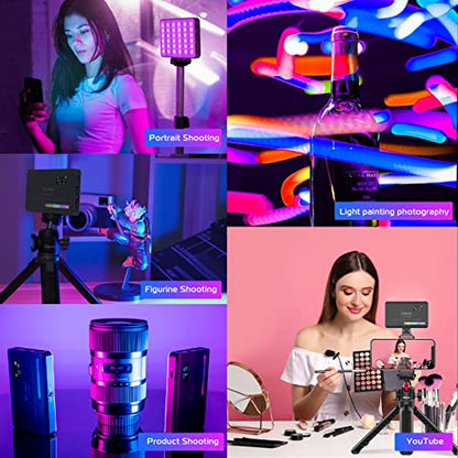 ULANZI VL120 RGB Video Light, Pocket LED On-Camera Video Lights, Built-in 3100mAh Rechargeable Battery, 360 Full Color 20 Light Effects, CRI≥95 2500-9000K LED Panels for Photography Vlogging