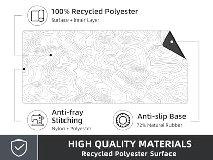 Rinaze Extra Large Gaming Mouse Pad with White Topographic, XXL Mousepad, Big Mouse Mat Desk Pad, Non Slip Keyboard Pad for Gaming Computer Laptop PC Office Desk Accessories - color: White