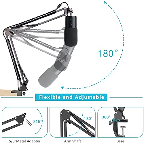 Razer Seiren X Mic Boom Arm Stand with Pop Filter, Compatible with Razer Seiren X USB Microphone with Cable Sleeve by SUNMON