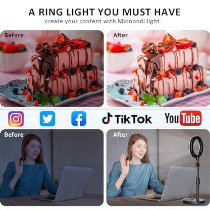 Desk Ring Light with Telescopic Stand, Travel Desktop Hola Light for Phone Selfie Laptop Zoom Video Calls Makeup Tiktok Reels Live Streaming