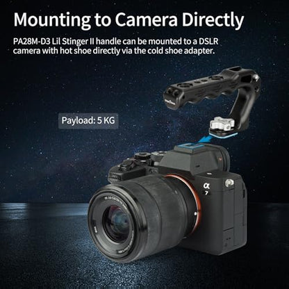 Nitze Cold Shoe Top Handle, Mini Ergonomic Camera Top Handle with Built-in Anti-Off Cold Shoe for DSLR and Mirrorless Cameras (Lil Stinger II Series) - PA28M-D3