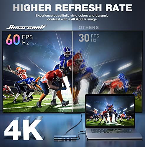 Hiearcool USB C Hub, 8in1 USB-C to 4K 60Hz HDMI Docking Station, USBC Ethernet Multi-Port Adapter 100W PD Dock Compatible for MacBook Pro Air M1 Dell HP Lenovo and Other C Devices-Midnight Blue - color: Midnight Blue