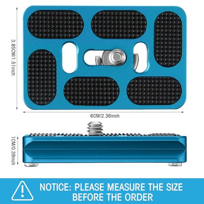 Frienda 2 Pieces Metal Quick Release Plate with 1/4''-20 Camera Screw Tripod Mount Plate Fits Standard for DSLR Camera Tripod Ball Head(Blue,Pu60) - color: Blue, style: PU60