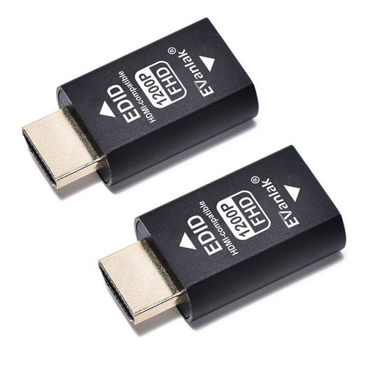 EVanlak 3rd Generrtion Hdmi Edid Emulator Passthrough Dongle Eliminated Emulator Adapter Work with Mac Thunderbolt to HDMI Switches/Extender/AV Receiver/Video Splitters -1920x1200@59hz-2pack - color: HDMI-Compatibl EDID 1200-2P
