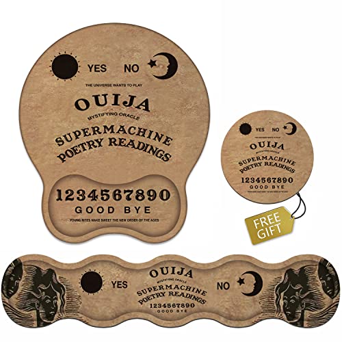 Wrist Rest Support Ergonomic Gel Mouse Pad & Memory Foam Keyboard Set, Non-Slip Rubber PU Base for Home Office Working Studying Easy Typing & Pain Relief, Retro Ouija Board - color: Retro Ouija Board