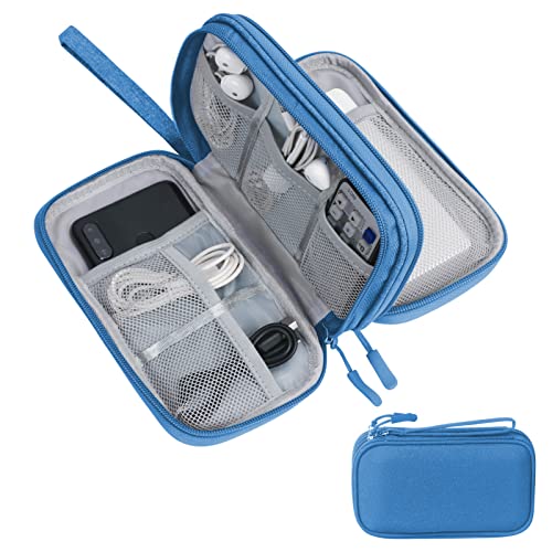 Skycase Electronic Organizer Travel Case - Waterproof Travel Cord Pouches for Organization, Cable Organizer, All-in-One Double Layers Storage Bag for Accessories, Charger, Cable, Blue - Medium - color: Blue, size: Medium