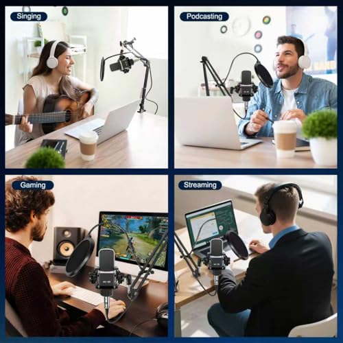 ALSO GO Podcast Equipment Bundle for 2, Podcast Microphone Bundle with Voice Changer, Recording Studio Equipment with Audio Interface, for Podcasting, Recording, Singing, Streaming, Gaming