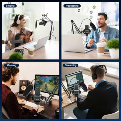ALSO GO Podcast Equipment Bundle for 2, Podcast Microphone Bundle with Voice Changer, Recording Studio Equipment with Audio Interface, for Podcasting, Recording, Singing, Streaming, Gaming