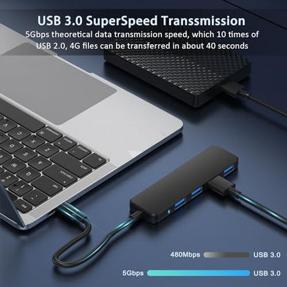 USB 3.0 Hub, VIENON USB Hub with 4 USB 3.0 Female Ports, USB Splitter USB Extender for PC, Laptop, Xbox, PS4/5, Flash Drive, HDD, Console, Printer, Camera,Keyborad, Mouse-2ft - size: 2FT, style: USB Hub