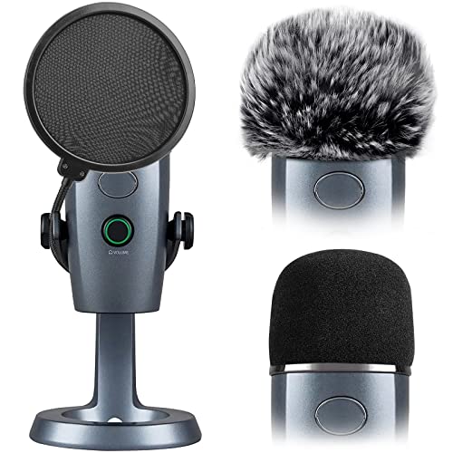 Yeti Nano Pop Filter, Mic Cover Compatible with Blue Yeti Nano,ChromLives 3 in 1 Mic Windscreen Foam Cover + Mic Furry Wind Cover + Dual Layered Noise Reduction Pop Filter for Yeti Nano,Combo 3 Pack - color: Yeti Nano Cover
