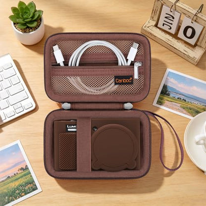 Canboc Case for Panasonic LUMIX ZS99 Point and Shoot Camera, Hard Carrying Case + ZS99/ TZ99 Soft Silicone Protective Cover with Removable Lens Cover, Brown (Case Only) - color: Brown