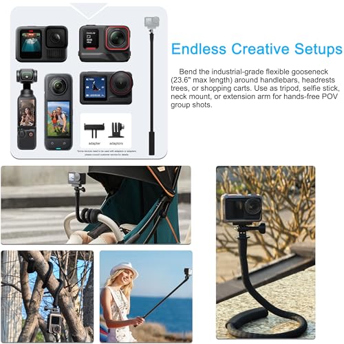 Pellking Flexible Twist Arm Mount Fence Stand for DJI OSMO Pocket 4 3/GoPro/Insta360/Smartphones | Mount for Fence,Tripod, Selfie Stick & Handlebar Accessories