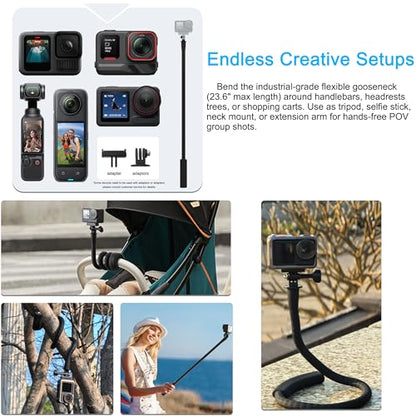 Pellking Flexible Twist Arm Mount Fence Stand for DJI OSMO Pocket 4 3/GoPro/Insta360/Smartphones | Mount for Fence,Tripod, Selfie Stick & Handlebar Accessories