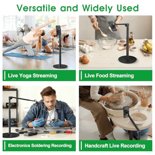 Overhead Phone Stand for Desk, Heavy Duty Aluminum Overhead Phone Tripod with Flexible Long Arm, 360° Rotating Phone Holder for Filming Overhead, Drawing, Cooking – Perfect for Creators(Magnetic) - style: Magnetic