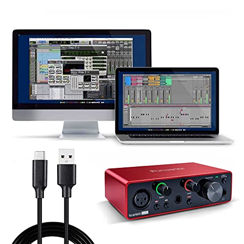 weishan Type C to USB Cable Compatible with Focusrite Scarlett Solo(3rd Gen), Scarlett 2i2(3rd Gen) USB Audio Interface, with USB C Male to USB Female Adapter, 6.6 ft - style: Glossy