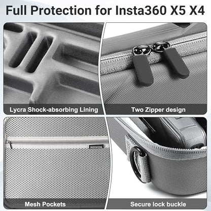 STARTRC VCR Carrying Case for Insta360 X5 Storage Protective Travel Bag for Insta 360 X5 X4 Basic Bundle Battery Fast Charge Accessories Bullet Time Handle 1.0/114CM Selfie Stic