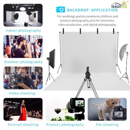 ISSUNTEX 9X15 ft Background Polester Backdrop, Photo Studio, Collapsible High Density Screen for Video Photography and Television-White - color: White