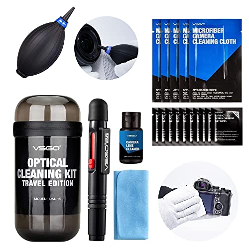 VSGO Professional Lens Cleaning Kit (DKL-15D) - Includes Lens Pen, Air Blower & Cleaning Fluid - Portable Dust Removal for Camera Lenses, Filters, Cell Phones and Electronics