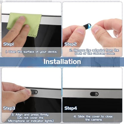 JJUNW 50 Pcs Webcam Cover Slide, 0.023 Inch Ultra-Thin Universal Laptop Camera Cover Slide Webcam Cover for Laptop, Computer(White+Black) - color: White+Black