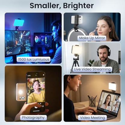 Selfie Phone Light with Magnetic,120 LED 1800K-10000K 4900mAh + Power Bank RGB Video Light CRI 96+ Professional Portable Lighting for Camera, TikTok, Vlog, Makeup, Zoom,Selfie - size: 120 Led