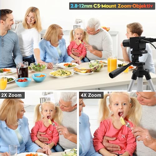 SVPRO 4K 60fps Streaming Camera with 4X Optical Zoom & Manual Focus, HDMI/USB 3.0 Webcam for PC/Mac - Live Broadcast/OBS/Monitoring, 2.8-12mm CS Mount Lens - color: Camera with 2.8-12mm Lens