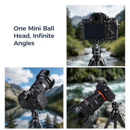 Universal 1/4" Mini Ball Head, Cold Shoe Mount, 360° Panoramic DSLR Camera Tripod Mount, 5.5lb Load, Aluminum Alloy, for Action Cam, Smartphone, Monitor, Microphone, LED Light, Vlog - style: MI-1
