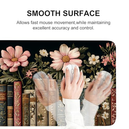 Mouse Pad, Large Anti-Slip with Stitched Edges Desk Mat Desktop Laptop Computer Desk Keyboard Mat,Table Protector Blotter Mat (Book, 31.5" x 11.8") - color: Book, size: 31.5" x 11.8"