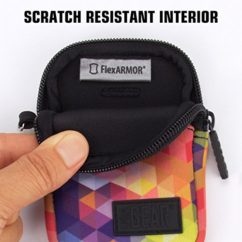 USA Gear Small Camera Pouch with Wrist Strap, Belt Loop - Small Digital Camera Case Fits Canon Powershot, Sony Cybershot, Nikon Coolpix, Kodak PIXPRO, G7 Mark iii - Fits 4.5 Inch Models - color: Geometric