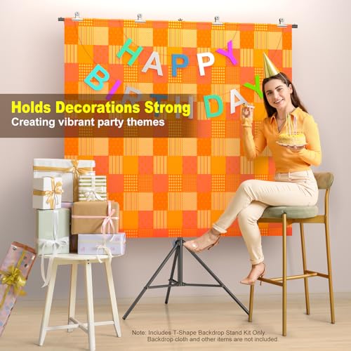 LINCO Lincostore Zenith Portable T-Shape Background Backdrop Stand Kit 5x6.7ft - 5ft Wide (Fixed) and 6.7ft High (Adjustable)- Lightweight Only 4 Lbs Easy to Carry and Storage Black