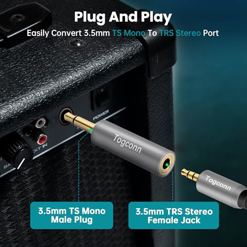 3.5mm 1/8Inch Stereo to Mono Audio Adapter 4 Pack, 1/8" TRS Stereo (Female) Jack to Mono (Male) Plug Headphone Accessories Converter Connector Gold-Plated Plugs & (Aluminum Shell) for Headphone, Radio - style: 4 Pack