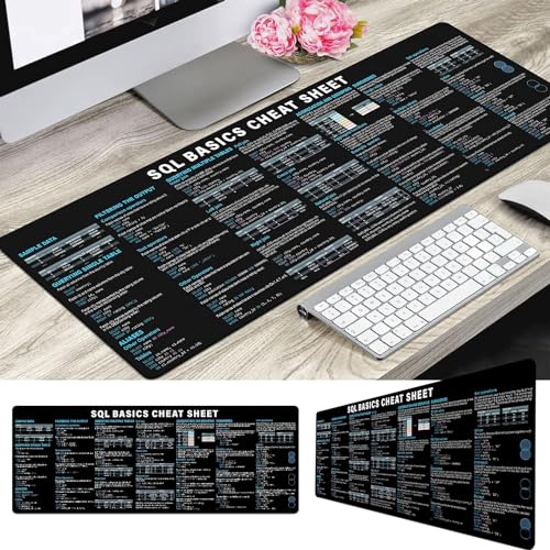 SQL Cheat Sheet Desk Mat for Database Administrators, Analysts, and Programmers, Quick Key, Large Anti-Slip Keyboard Pad Mouse Mat KMH - color: Sql