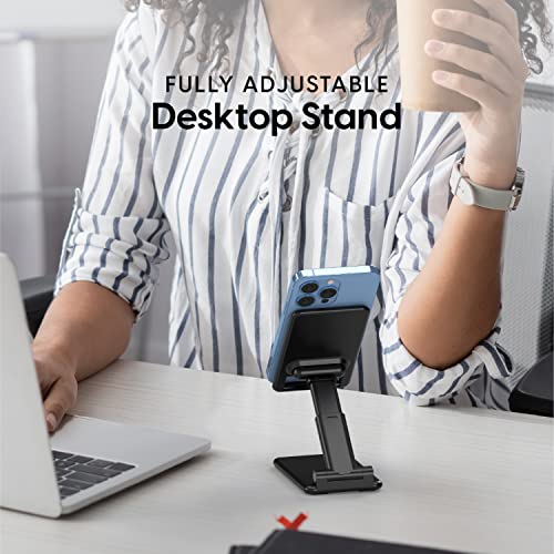 TALK WORKS Adjustable Cell Phone Desk Mount Compatible w/iPhone 15/15 Pro/15 Pro Max, 14/14 Plus/14 Pro/14 Pro Max, 13/13 Pro/13 Pro Max - Flexible Stand for Office, Home, Tabletop (Black) - color: Black
