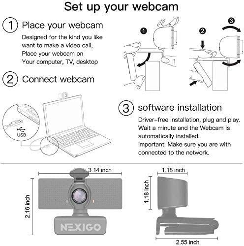 NexiGo N60 1080P Web Camera, HD Webcam with Microphone & Privacy Cover, USB Computer Camera, 110-degree Wide Angle, Plug and Play, for Zoom/Skype/Teams/OBS, Conferencing and Video Calling (Renewed) - style: 1080P Webcam