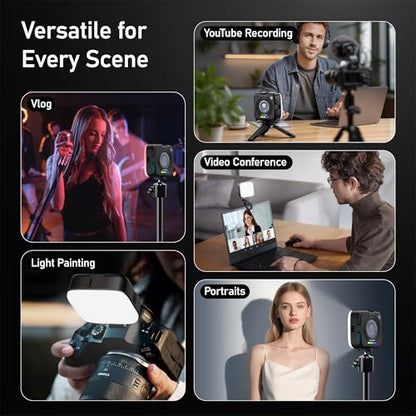 CYNOVA Magnetic RGB Video Light with Mini Desktop Tripod | Portable LED Camera Light 3000–9000K, 126 LEDs, Rechargeable Mini Panel for Vlogging, Live Streaming, Photography