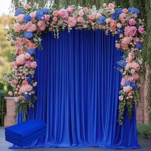 Wokceer Royal Blue Backdrop Curtain for Wedding Parties 3 Pack 10x8FT Wedding Curtains Photo Backdrop Drapes Polyester for Photoshoot Baby Shower Birthday Party Curtains Background 6 Panels 5x8FT - color: Royal Blue, size: (3 Pack)10FTx8FT