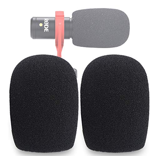 SUNMON VideoMicro Windscreen Foam Cover, Windscreen Pop Filter for Rode VideoMicro Me Mini-Shotgun Microphone (2 Pack) - color: Foam