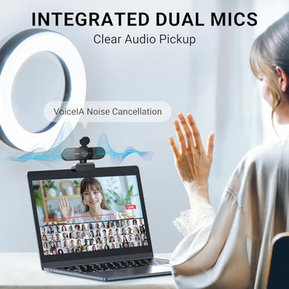EMEET , Computer Camera w/Privacy Cover, Webcam for PC, Plug and Play USB Webcam for Video Calling/Zoom/Skype/Teams/Webex